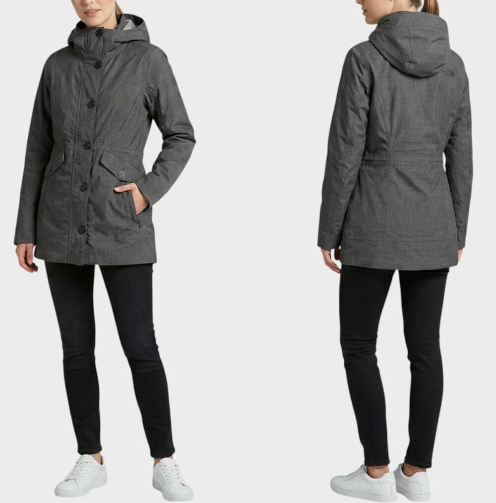 The North Face 2 Layer Hyvent Womens XS Gray Winter Hooded Jacket
